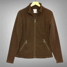 Ariat Womens Jacket L Kalispell Brown Fleece Zip Up Western Equestrian Outerwear