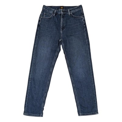 lee carol women size w29 l31 dark blue high rise straight leg denim jeans