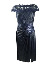 Tadashi Shoji Women's Napa Metallic Lace Dress (S, Midnight)