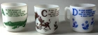 Vintage Hazel Atlas Milk Glass Alphabet "A,C & D" Children’s Mugs Cups Set of 3