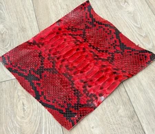 Genuine Red Python Remnant Piece Snakeskin Leather real hide snake skin 273