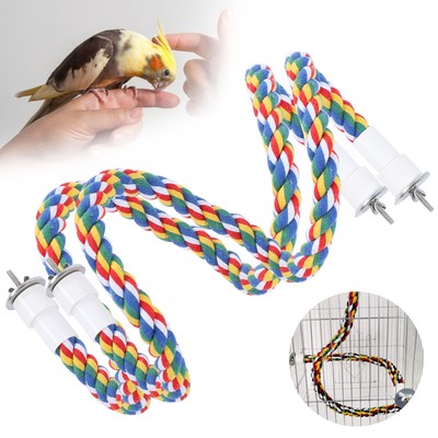 2Pcs Bird Rope Sitzstangen Hellfarbige Handmade Chew Spielzeug Papagei Schw CU