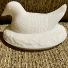 Vtg White Milk Glass Round Hen Cover Top ONLY for Covered Avon Dish Lid NO Nest