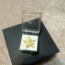 Police Collectible Star-Shaped Badge in Display Case, Display Pin for Collectors