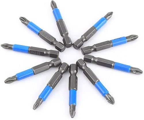 10 pezzi 50 mm PH2 S2 testa a croce gambo esagono punte cacciavite resistenti agli urti magnetico Regno Unito - Foto 2 di 8