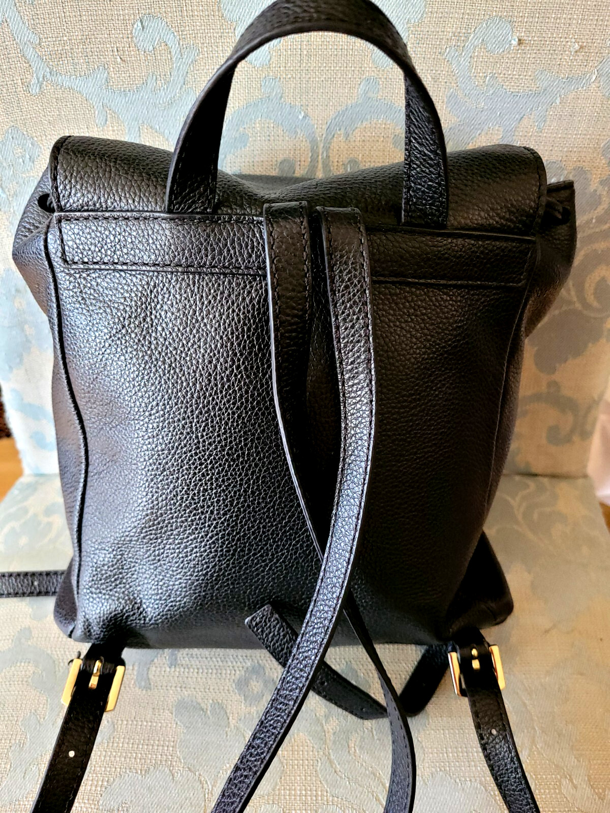 Furla Black Leather Backpack Drawstring Flap Butt… - image 12