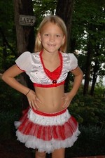 Red  white heart custom competition dance costume CS/M 2 piece costume pageant