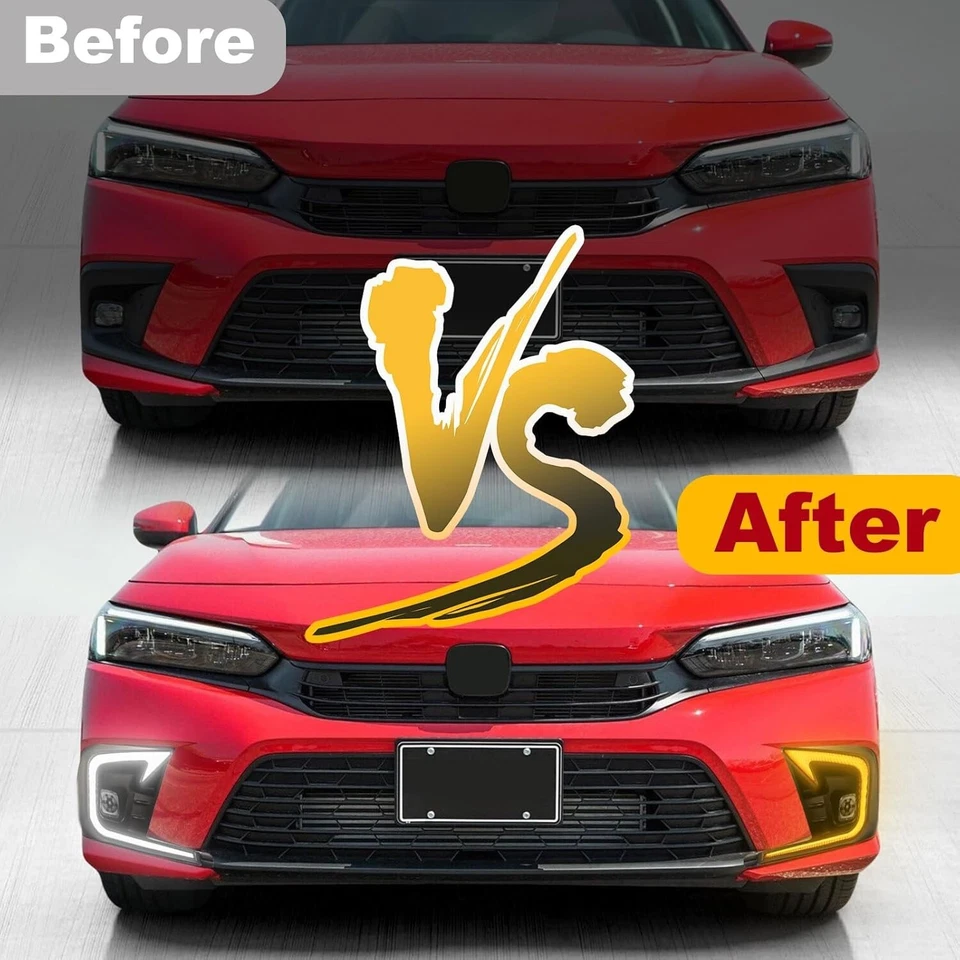 Conjunto de luces antiniebla DRL para Honda Civic 2022 2023 2024 11ª generación hatchback sedán Foto 2 de 4