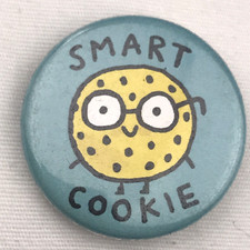 Smart Cookie Pin Button Pinback Blue With Glasses Nerd