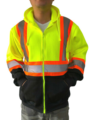 VENDACE High Visibility Reflective Safety Jackets For Men Sherpa Fleece Lining Ansi Class 1 Hi Vis Winter Construction Work Jacket Royal Blue S