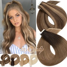 Balayage Tape In Real Remy Human Hair Extensions Thick 60PCS Full Head Skin Weft