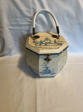 One Of A Kind Hand Painted Wood purse handbag antique vintage heirloom Windmills