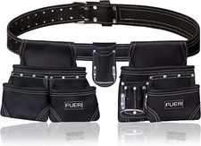 Leather Tool belt for carpenters 9 pockets Tool Pouch for electricians Framers