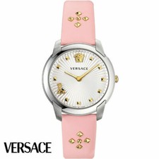 Versace VELR00119 Audrey silver white pink Leather Women's Watch NEW