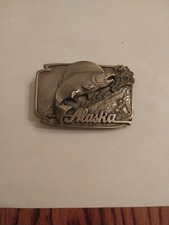 Belt Buckle Alaska Salmon Fishing 1989 J H Sales Anchorage
