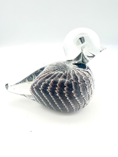Marcolin Art Glass Duck Bird Paperweight Figurine Signed Ronneby Sweden - Picture 2 of 8