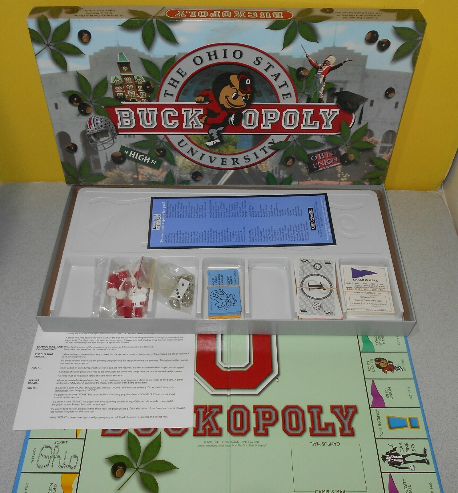 Ohio State Buckeyes Buckopoly Monopoly Board Game by Late For The Sky  Complete | eBay