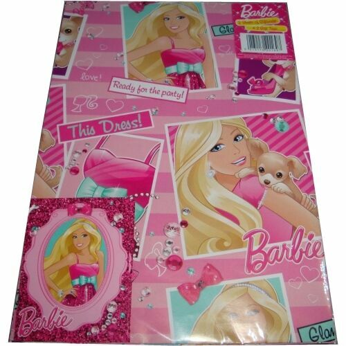 Papel De Regalo De Barbie Rosa Clásico - Para Envolver Regalos De Cumpleaños, Princesa, Niñas, Diseño Texto