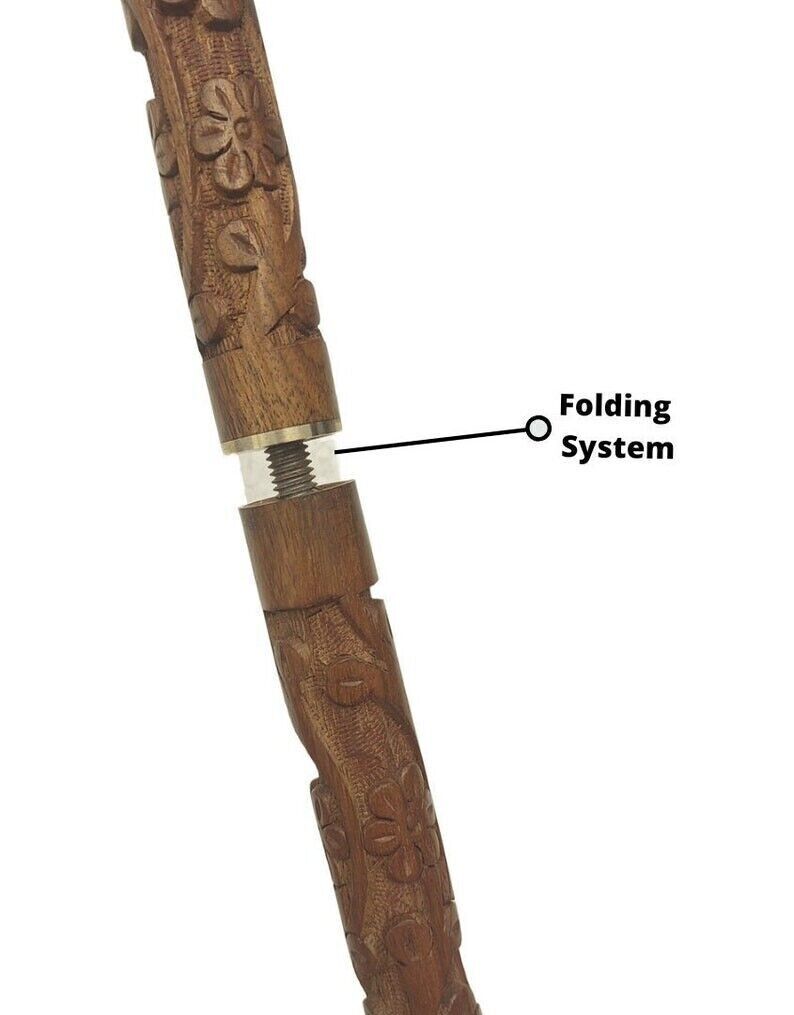 Antique Carved Wooden Engraved Walking Stick Vict… - image 11
