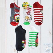 5 PACK NWT SPONGEBOB SQUAREPANTS CHRISTMAS WOMEN'S NO SHOW SOCKS SHOE SIZE 4-10