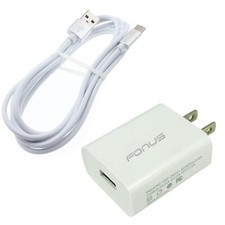 18W FAST HOME CHARGER 6FT LONG USB-C CABLE TYPE-C CORD 	USB for PHONES  TABLETS