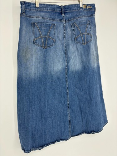 Gonna midi jeans donna Kut From The Kloth lavaggio medio blu denim linea A taglia 14 - Foto 11 di 15