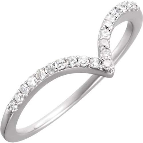 Diamond Necklace 1/6 Ct. 14K White Gold V Shaped Necklace 14K 18" - Picture 8 of 10