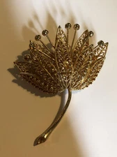 Signed PIM Piscitelli Gold tone Filigree Flower Brooch/Pin