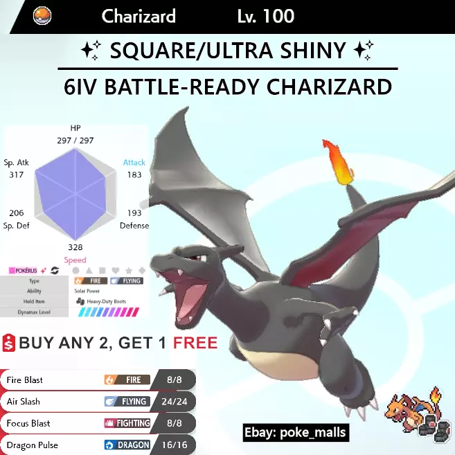 ✨ ULTRA SHINY CHARIZARD ✨ | 6IV BATTLE-READY | Pokemon Sword and Shield