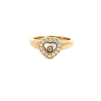 Chopard Happy Diamond Ring 18k Yellow Gold Diamond Heart Shape