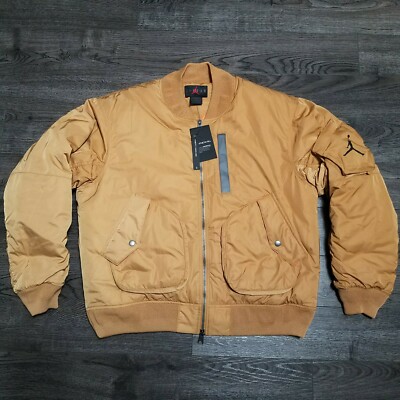 Nike Air Jordan Ma 1 Flight Bomber Jacket Mens Size Large Brown Tan 250 Ebay
