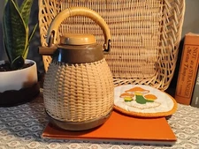 Vintage Corning Designs Wicker Hot Drink Carafe Insulated 