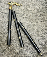 Vintage Style Brass Black Designer Head Handle Wooden Shaft Walking Stick Cane