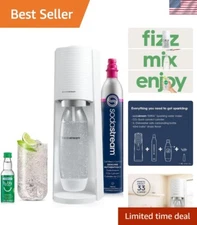 Terra Sparkling Water Maker White with CO2, DWS Bottle and Bubly Drop