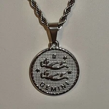 ZODIAC SIGN Pendant Charm / 18" - 24" STAINLESS STEEL ROPE CHAIN NECKLACE