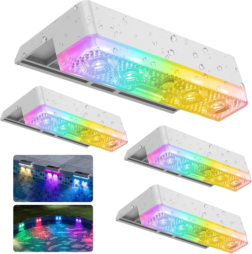 Solar Pool Lights, Pool Solar Lights for Above Ground Pools, IP67 Waterproof, RG