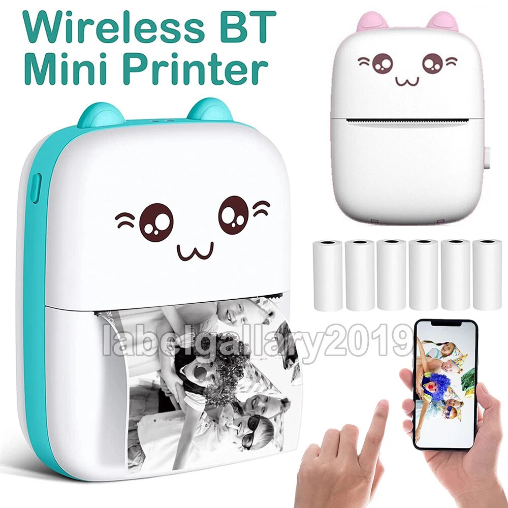 Portable Mini Bluetooth Thermal Printer with 6 Photo Rolls Wireless Pocket-Sized