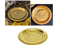 Religious Ornate Brass Hindu Shivratri Puja Thali Om Plate 5.5'' Home Temple
