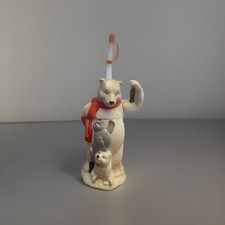 VINTAGE 1990s COCA COLA 10" HIGH PLASTIC BEAR COMPLETE WITH DRINKING STRAW CUP