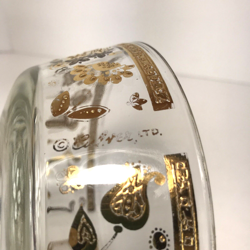 Culver LTD VTG Chantilly 22 KT Gold Floral Pattern Glass Bowl Signed - Picture 6 of 6