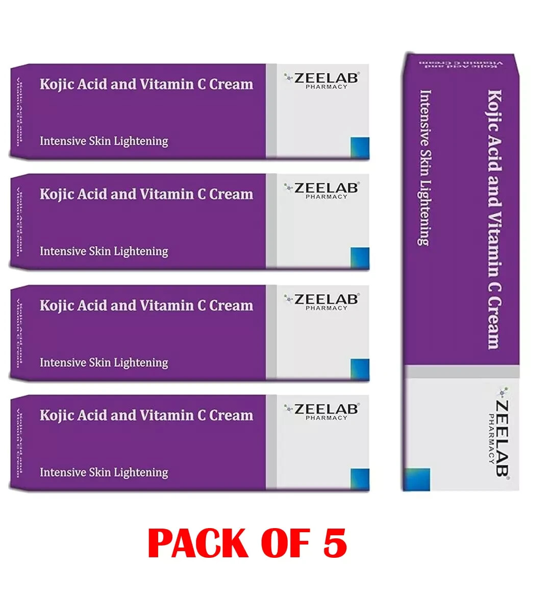 5 X Zeelab Kojic Acid 2% and Vitamin C Cream (20g Tube