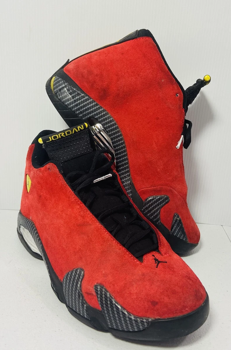 Menu0026#039;s Nike Air Jordan 14 XIV Retro Ferrari Red Suede Black 654459 670  Sz 9 | eBay
