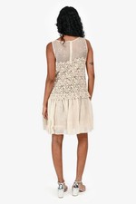 RED VALENTINO BEIGE SILK EMBROIDERED SLEEVELESS MINI DRESS Lace Overlay Cream