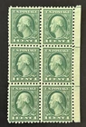 Mint Vintage Block Of 6 US Stamps, #424, 10 Perf, M/NG