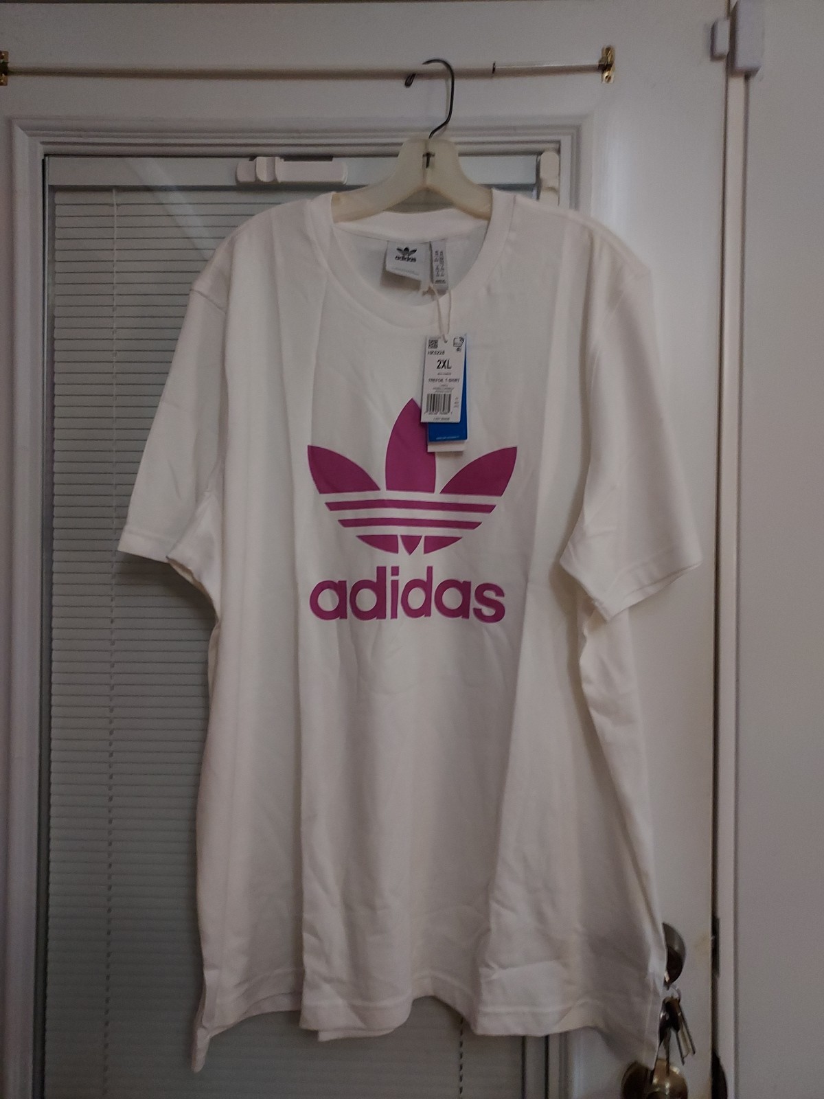 NWT ADIDAS SIZE 2X MEN'S WHITE & PURPLE TREFOIL ORIGINAL TEE #2