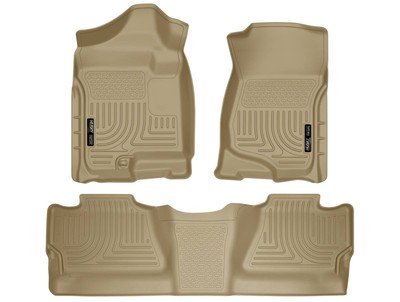 Husky WeatherBeater Front/2nd Row Floor Mats 3 pc Fits Many 07-14 Chevy, GMC Tan
