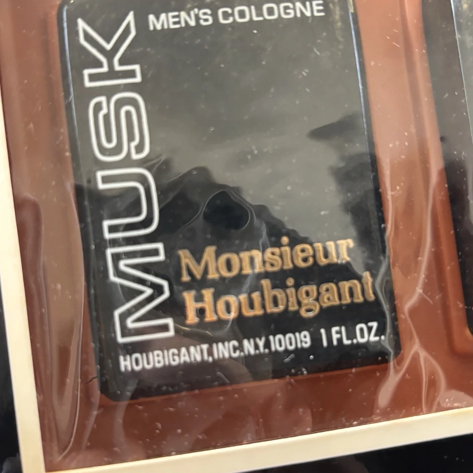 Juego de regalo vintage Monsieur Houbigant para hombre Musk colonia y después del afeitado NUEVO stock antiguo Foto 3 de 4