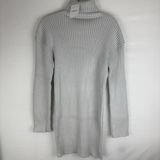 Forever 21 Ribbed Knit Turtleneck Sweater Dress Large Light Gray 