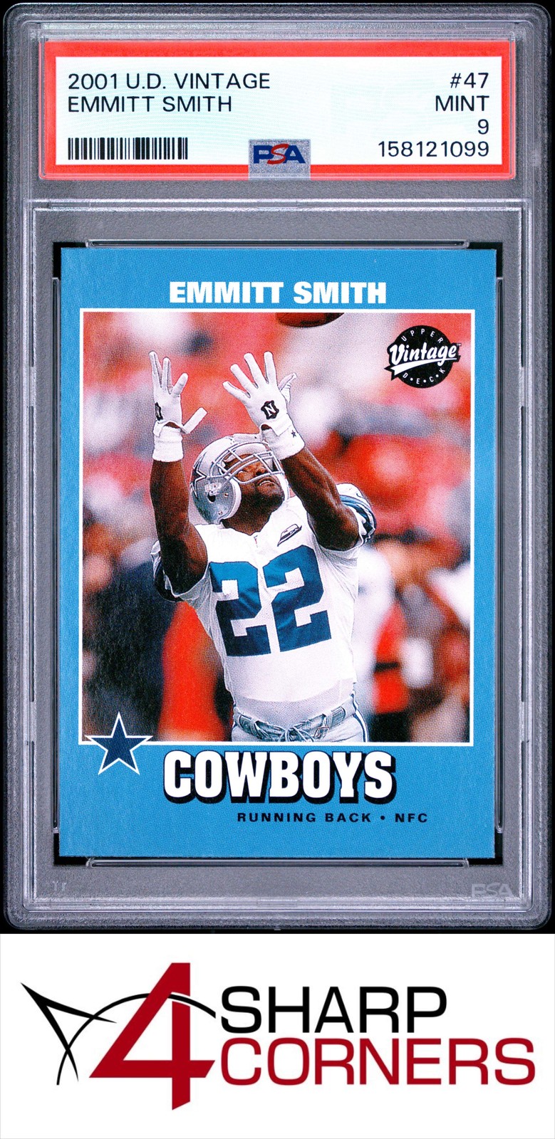 2001 UPPER DECK VINTAGE #47 EMMITT SMITH COWBOYS HOF POP 3 PSA 9