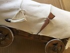 Vintage Handmade 15" Wood + Canvas Conestoga Western Settler Pioneer Wagon Model — photo 3